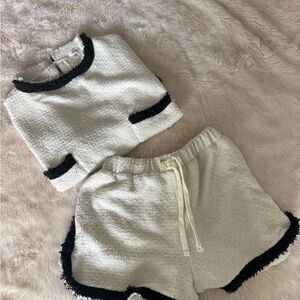 Chic White and Black Trim Lounge Set